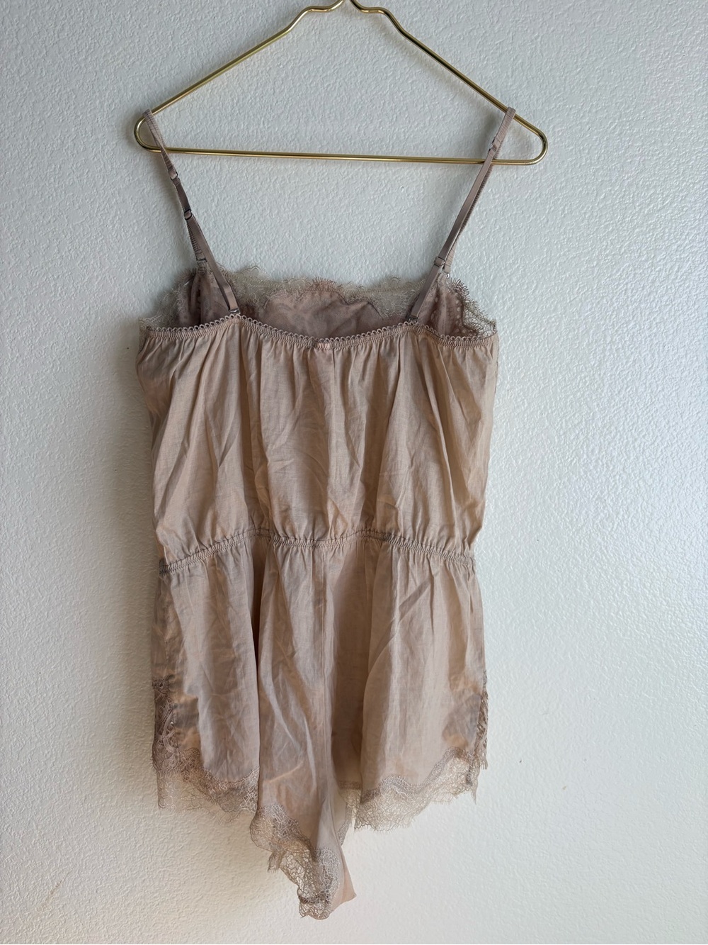 Victoria's Secret Lace-Trim Chemise Romper in Nude Taupe - Picture 2 of 6